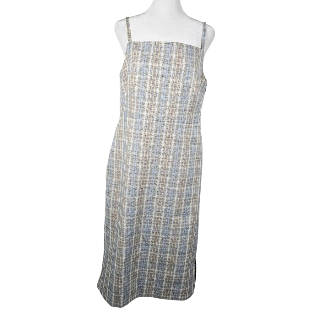 COS Checkered MIDI Dress Straight Neck Size 8 - Picture 2 of 12